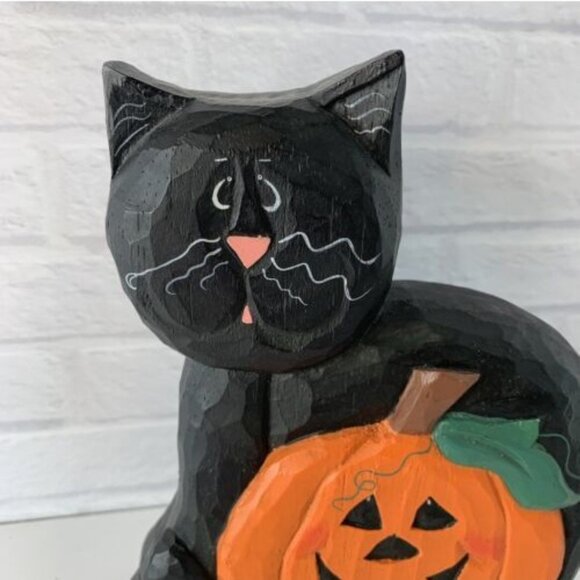 Eddie Walker Midwest Cannon Falls Black Cat w/ Pumpkin Halloween Folk Art 7.25" - Picture 2 of 4